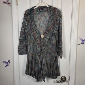 Whimsigoth Space Dye Knit Cardigan Boho Kaktus Earthy Sweater  Goblincore Small
